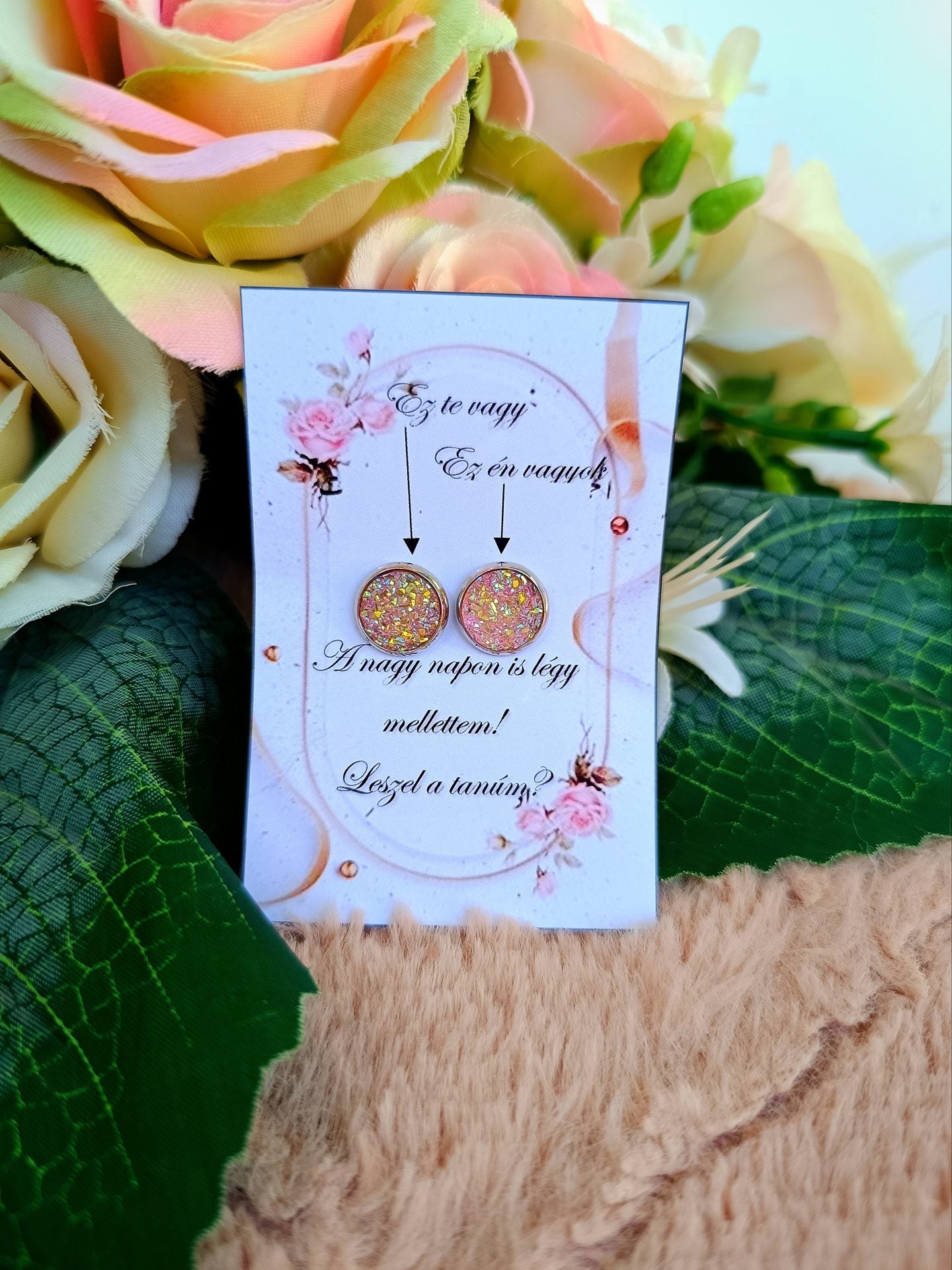 Tanú felkérő fülbevaló rózsaszín